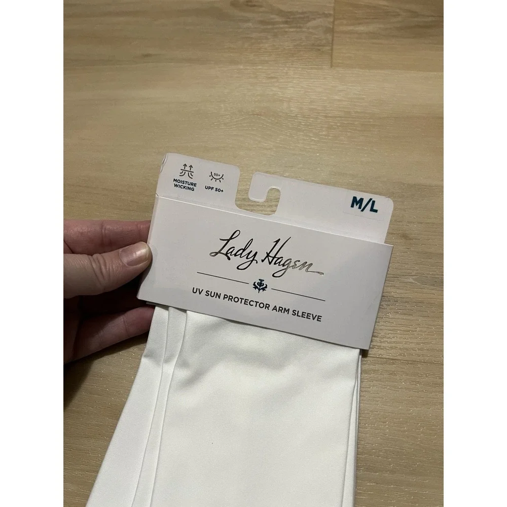 New Lady Hagen‎ Women's Sun UV UPF 50+ Protector Arm Sleeves Medium/Large White